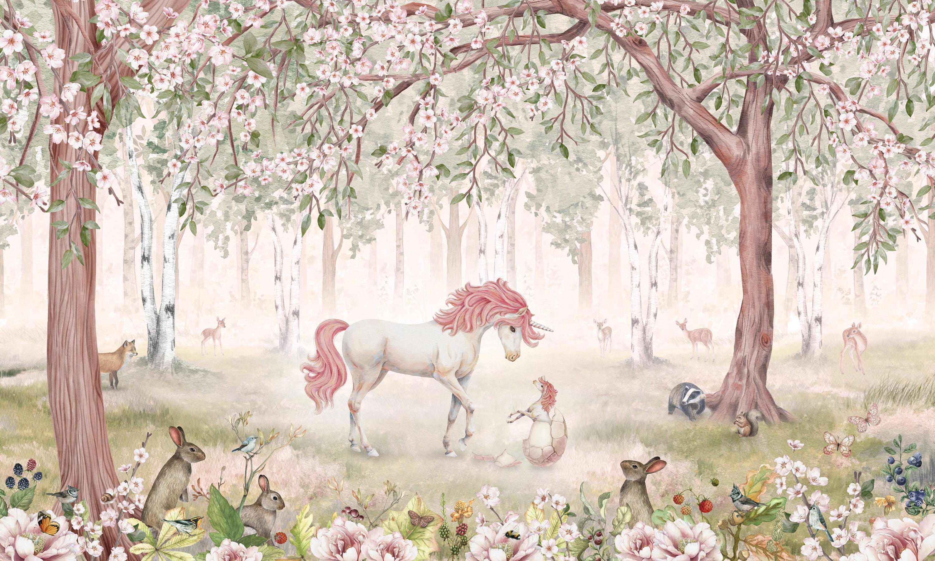 KIKKI BELLE / Unicorn Forest Green W13916 | 輸入壁紙専門店 WALPA