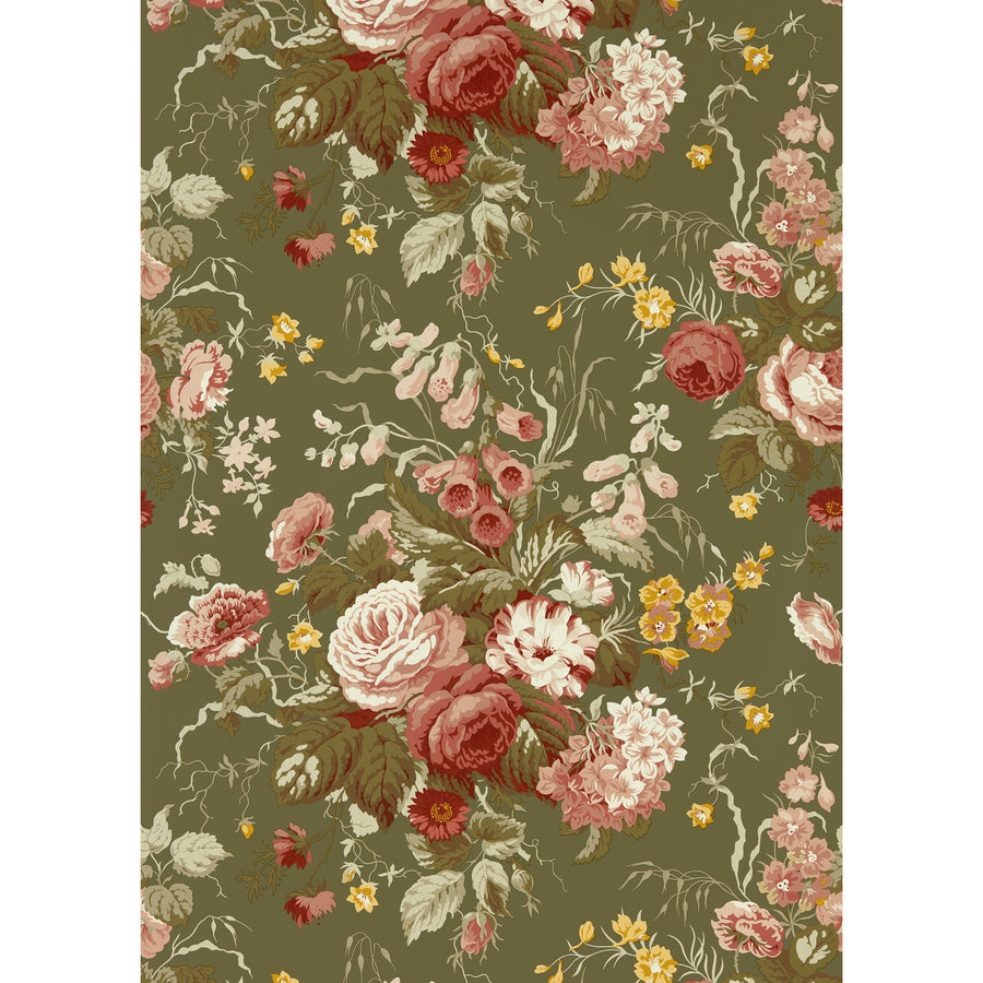 Sanderson / ONE SIXTY WALLPAPER COLLECTION / Stapleton Park Olive / Bengal Red 217046