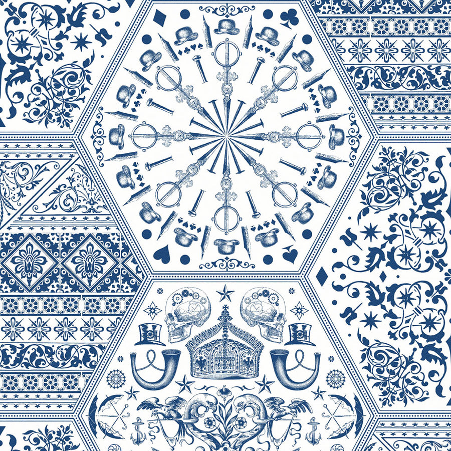 【限定数】【切売m単位】Graham & Brown / Illusions World Heritage Blue White (32-761)