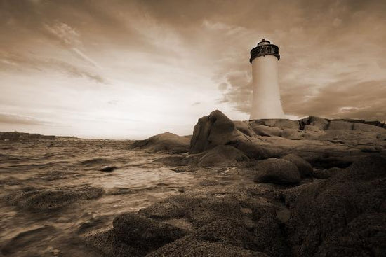 PHOTOWALL / Sardinia Lighthouse - Sepia (e10048)