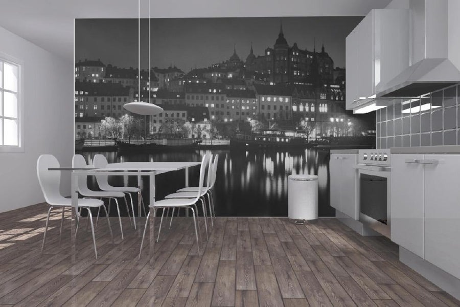 PHOTOWALL / Lights in Stockholm - b/w (e1499)