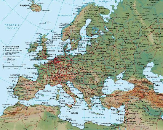 PHOTOWALL / Europe Map - Detailed (e1769)