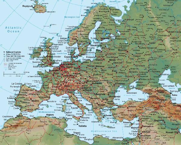 PHOTOWALL / Europe Map - Detailed (e1769)