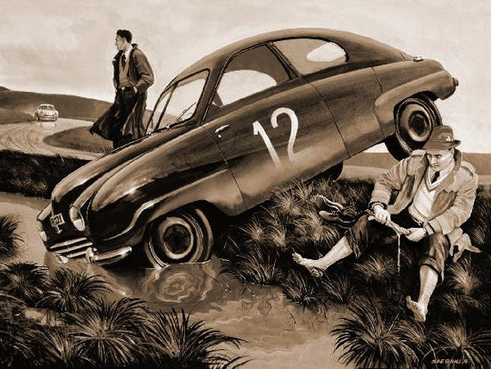 PHOTOWALL / SAAB "Carlsson pa Taket" - Sepia (e19549)