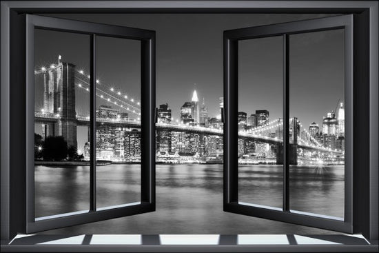 PHOTOWALL / Bright Brooklyn Bridge Through Window (e20272)