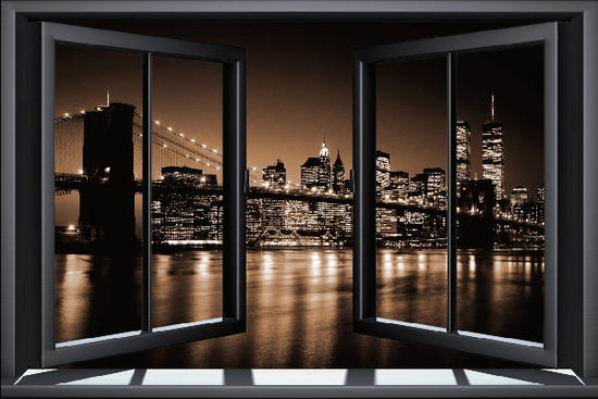PHOTOWALL / Brooklyn Bridge through Window - Yellow (e21059)