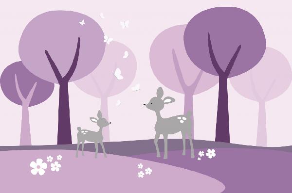 PHOTOWALL / Deer in Woods - Purple (e21544)