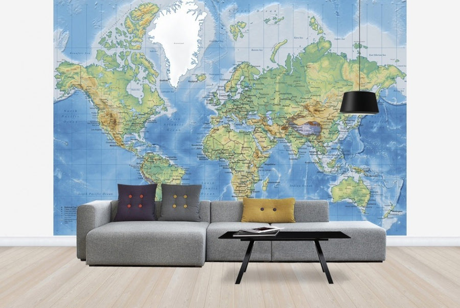 PHOTOWALL / World Map Detailed - Without Roads (e22619)