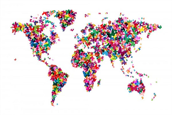 PHOTOWALL / Butterflies World Map Multicolor (e22700)