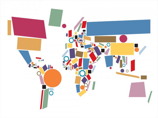 PHOTOWALL / Abstract World Map Squares (e22702)