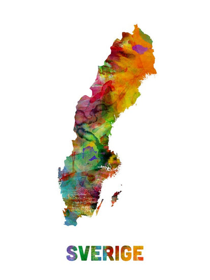 PHOTOWALL / Sweden Watercolor Map (e22709)