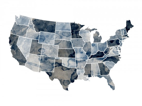 PHOTOWALL / USA Watercolor Map Blue (e22721)