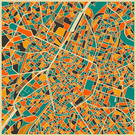 PHOTOWALL / Multicolor Map - Brussels (e22731)