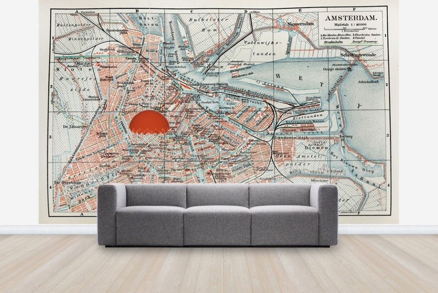 PHOTOWALL / 19th Century Old Map of Amsterdam City (e22813)