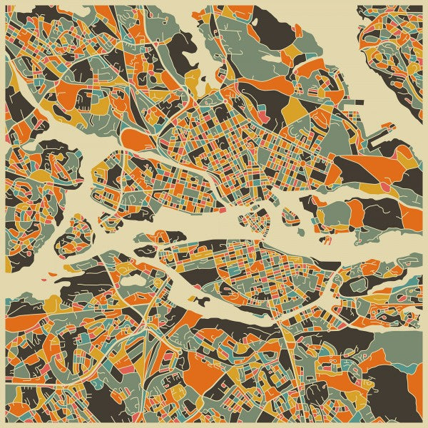 PHOTOWALL / Multicolor Map - Stockholm (e23130)