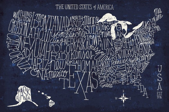 PHOTOWALL / Hand Lettered US Map Blueprint (e23488)