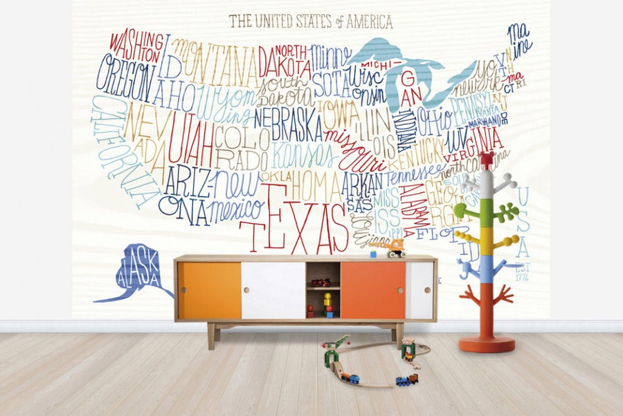 PHOTOWALL / Hand Lettered US Map Colors (e23490)