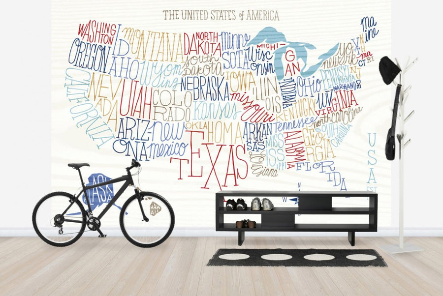 PHOTOWALL / Hand Lettered US Map Colors (e23490)