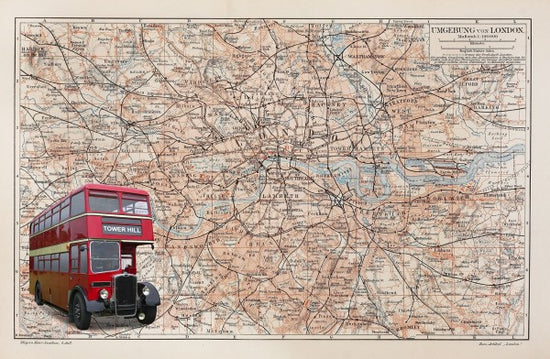 PHOTOWALL / London Map with Bus (e23598)