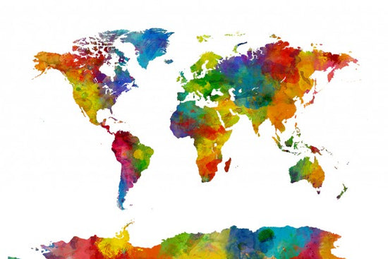PHOTOWALL / Watercolor World Map Multicolor 2 (e24218)