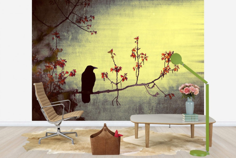 PHOTOWALL / Crow on Flowering Branch (e24370)