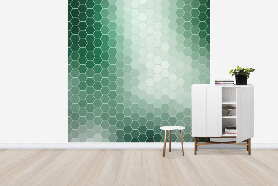 PHOTOWALL / Emerald Green Hexagons (e25013)