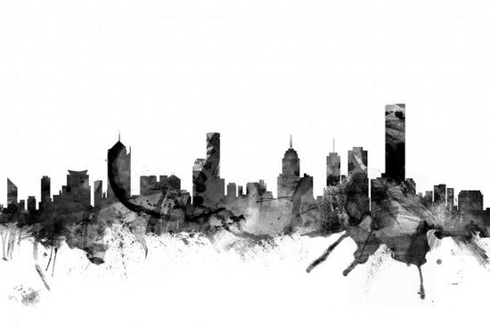 PHOTOWALL / Melbourne Skyline Black (e25391)