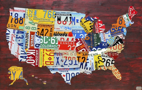PHOTOWALL / USA Map License Plates (e29572)
