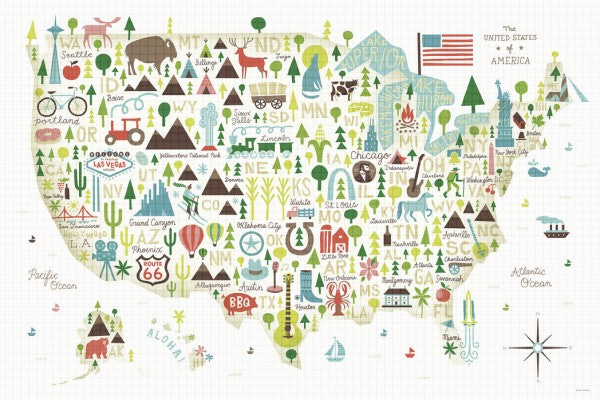 PHOTOWALL / Illustrated USA (e30136) | 輸入壁紙専門店 WALPA