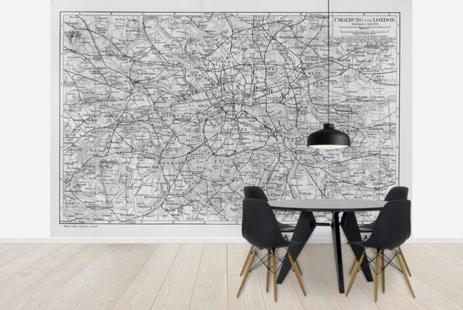 PHOTOWALL / London Map Gray (e30166)