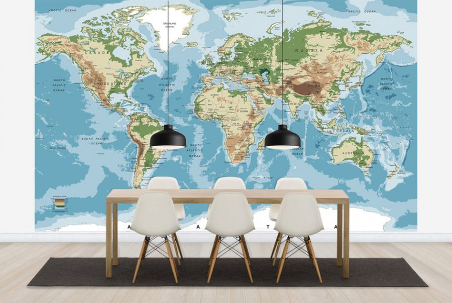 PHOTOWALL / World Map with Elevation Tints (e30318)