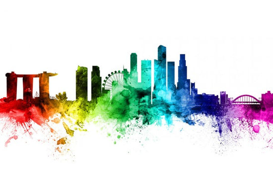 PHOTOWALL / Singapore Skyline Rainbow (e30555)