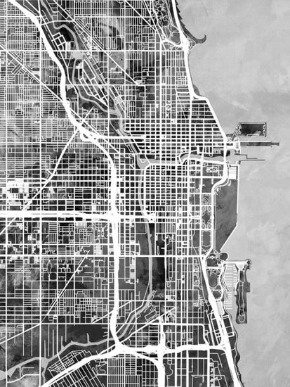 PHOTOWALL / Chicago Street Map B/W (e50081)