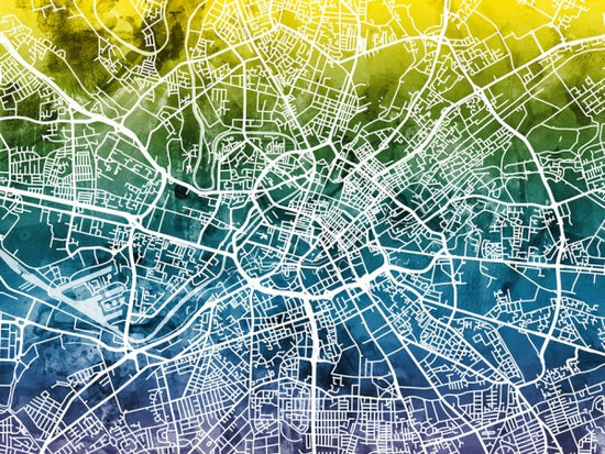 PHOTOWALL / Manchester Street Map Bluegreen (e50096)