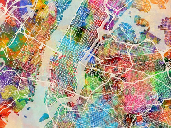 PHOTOWALL / New York Street Map Multicolour (e50101)