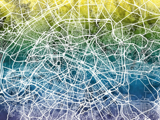 PHOTOWALL / Paris Street Map Bluegreen (e50103)