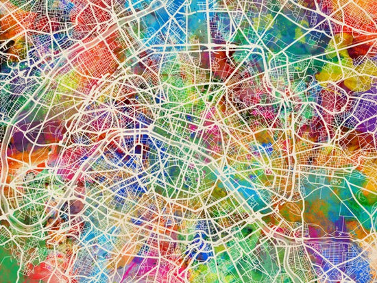 PHOTOWALL / Paris Street Map Multicolour (e50104)