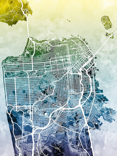 PHOTOWALL / San Fransisco Street Map Bluegreen (e50109)