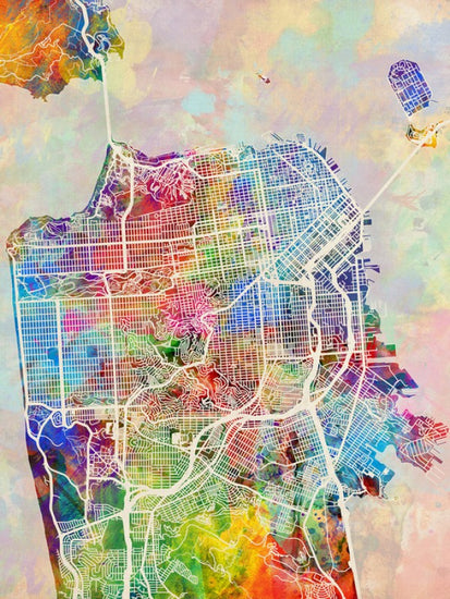 PHOTOWALL / San Fransisco Street Map Multicolour (e50111)