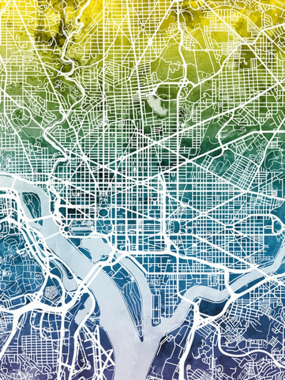 PHOTOWALL / Washington DC Street Map Bluegreen (e50115)