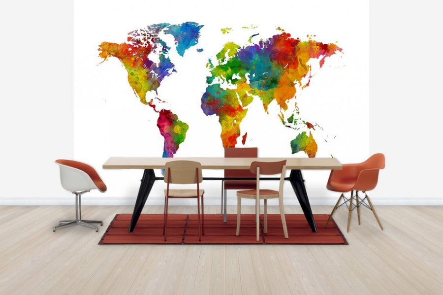 PHOTOWALL / Watercolour World Map Multicolour (e50186)