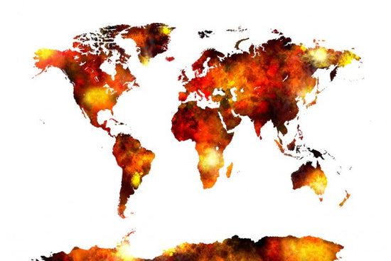 PHOTOWALL / Watercolour World Map Orange (e50187)