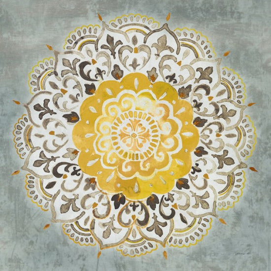 PHOTOWALL / Mandala Delight - Yellow Grey (e312249)