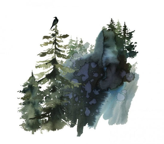PHOTOWALL / Watercolor Crow Forest (e313893)