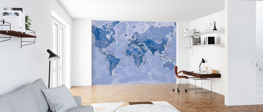 PHOTOWALL / World Map Blue (e316087)