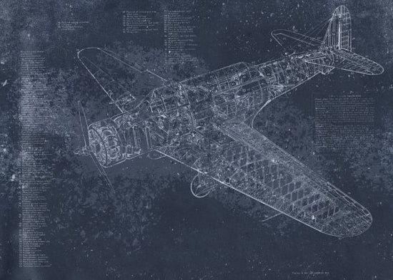 PHOTOWALL / Retro Airplane - Dark Blue (e319212)