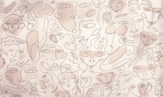 PHOTOWALL / Line Faces - Beige (e320282)