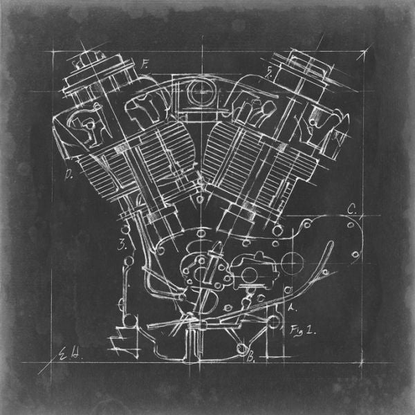 PHOTOWALL / Motorcycle Engine Blueprint (e320584) | 輸入壁紙