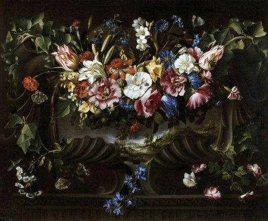PHOTOWALL / Garland of Flowers with Landscape - Infographics (e322100)