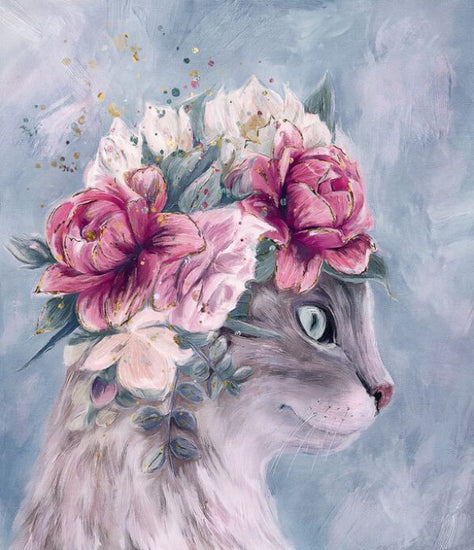 PHOTOWALL / Cat with Bouquet Flowers (e325060)